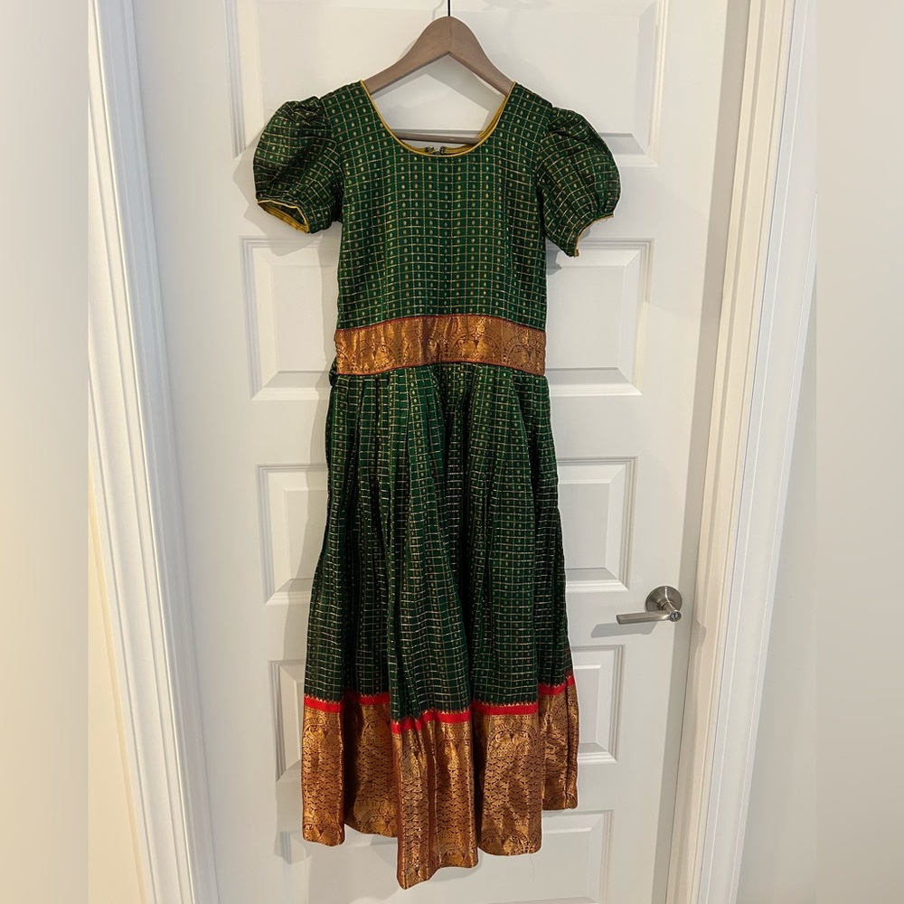 Indian Dress Partywear Green Gold Size S